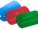 embossed colored tags